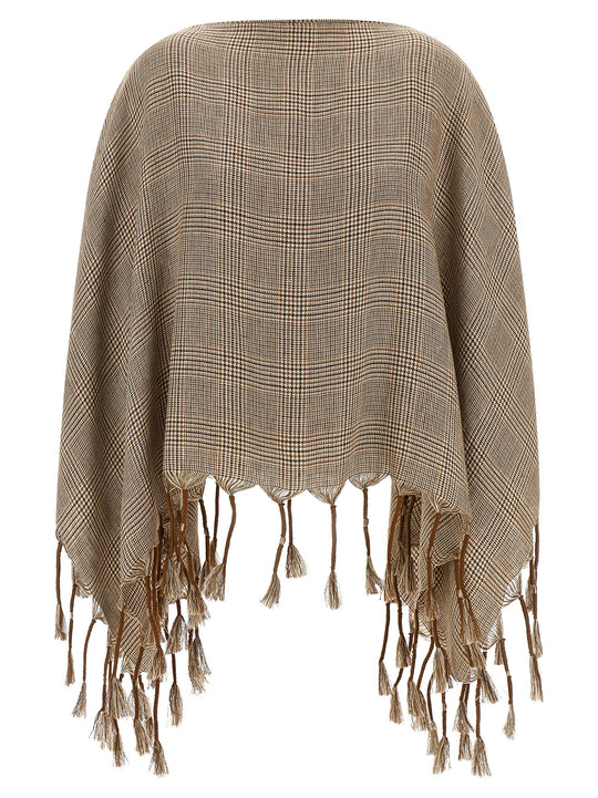 Linen Poncho Capes Brown