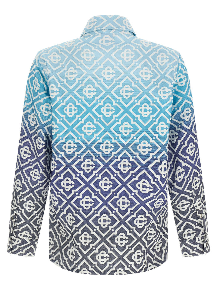 Casablanca Monogram Gradient Jacquard Puffer Jackets - Blue | 3ad70cad58e51c5e7f0b4b41ac5846b9dbee5e81