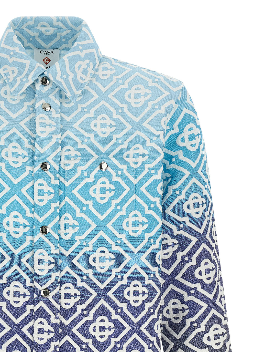 Casablanca Monogram Gradient Jacquard Puffer Jackets - Blue | 450339a20069f3b5f8ee4a4842c292b16bfe6d93