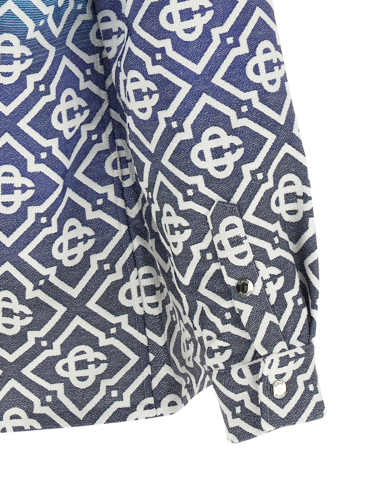 Casablanca Monogram Gradient Jacquard Puffer Jackets - Blue | 1316a986b1119a64546b8bb05e196948e76c5902