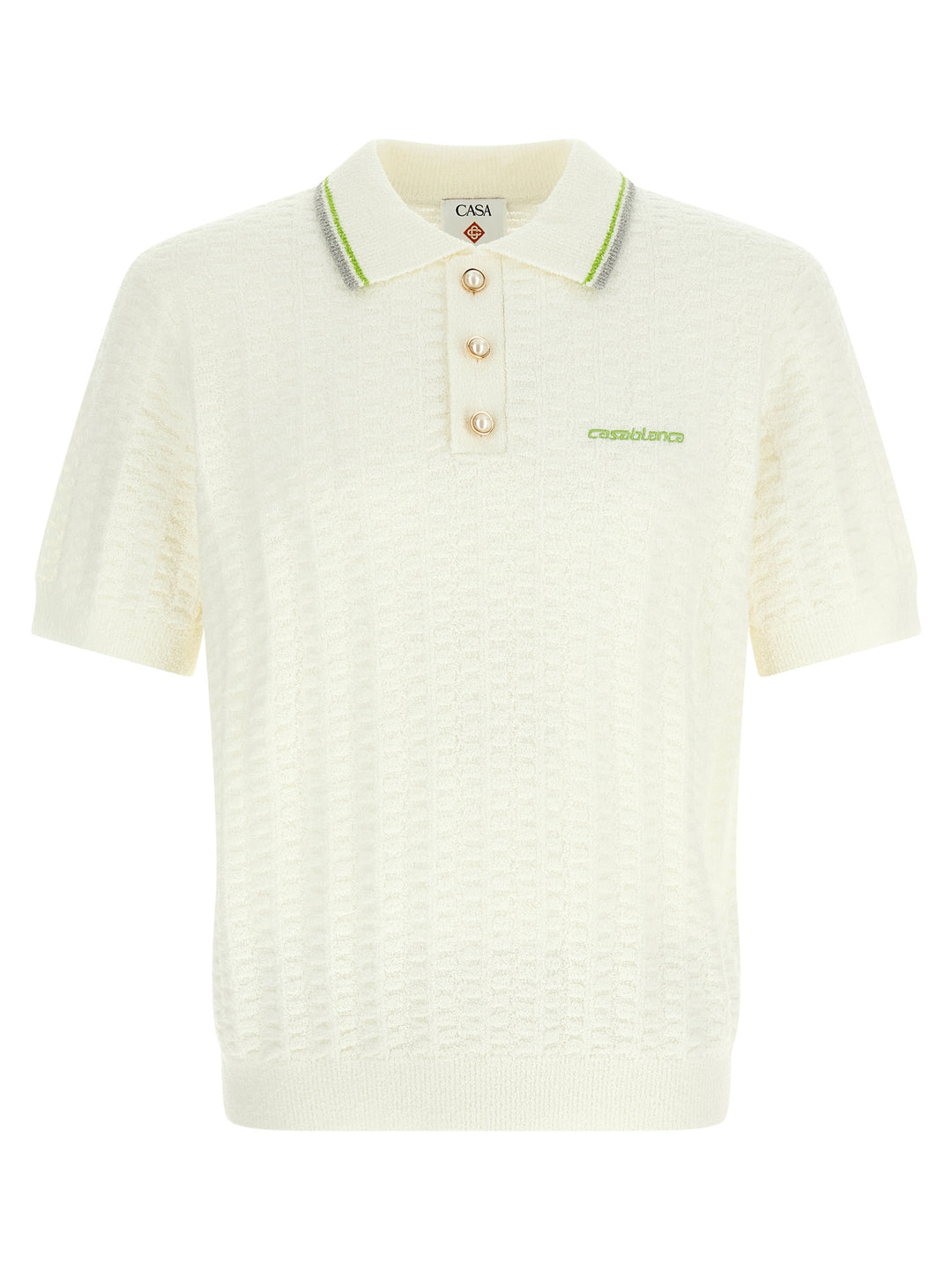Casablanca Tennisbouclé Polo - White | f9808eb4aae34dad72adaf401700a752d88dc751