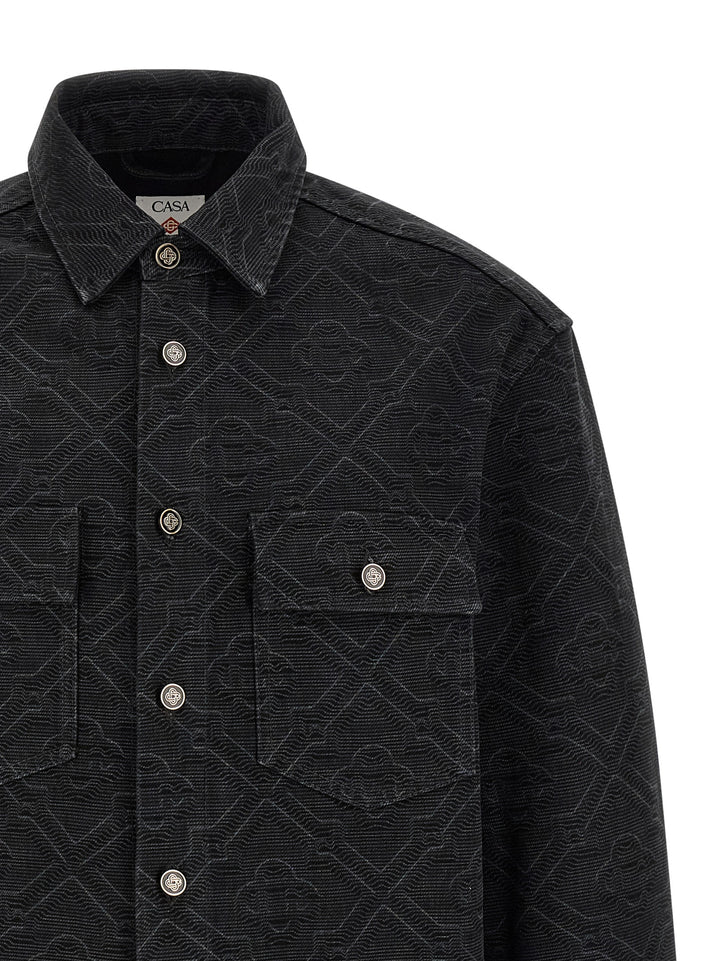 Casablanca Laser Monogram Denim Shirt and Blouse - Black | 54535e595594b072627508fa75ad95947ccdf64f