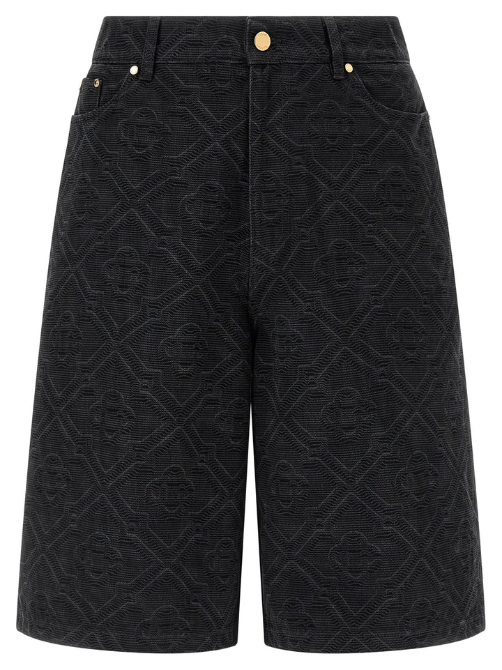 Casablanca Laser Monogram Denim Bermuda and Short - Black | cf91856be6d3c9e91f56b639a1e82eac939bb853