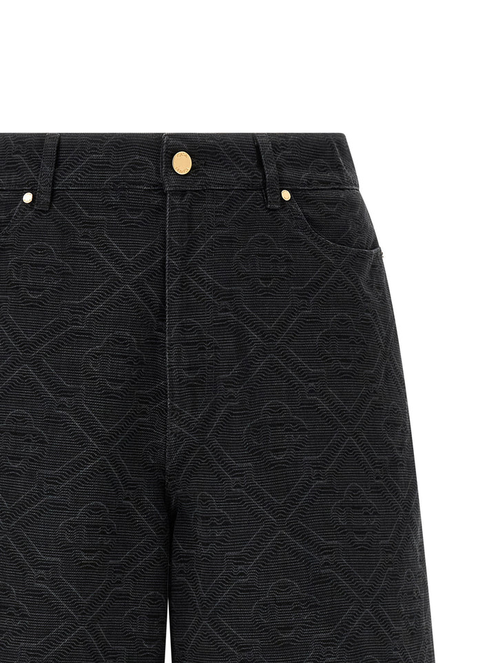Casablanca Laser Monogram Denim Bermuda and Short - Black | f56822b6050ac90bf73cb1eda5c2bd1269d43665