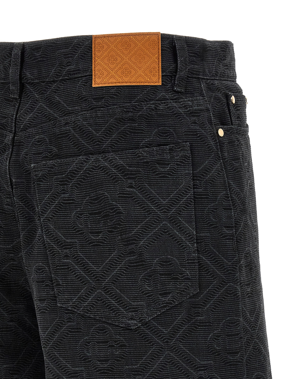 Casablanca Laser Monogram Denim Bermuda and Short - Black | dd9c1f9e54a8d12cf0ce9ae6545403ebec0e038b