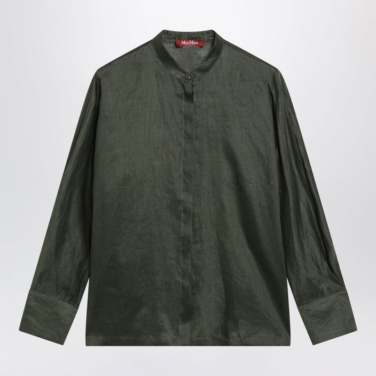 Ramie Canvas Shirt In Khaki Green