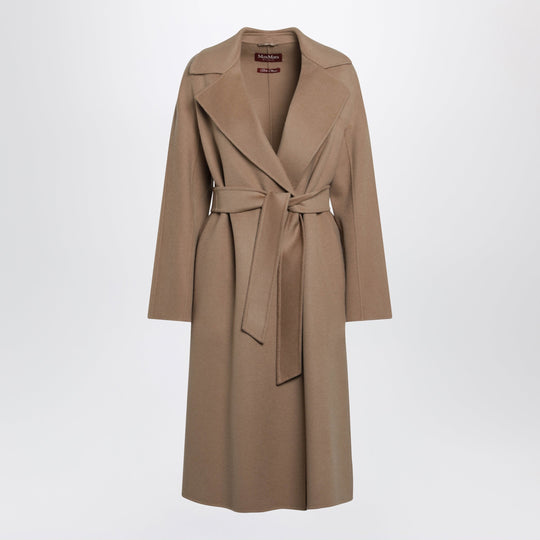 Camel Belted Coat In Wool Blend