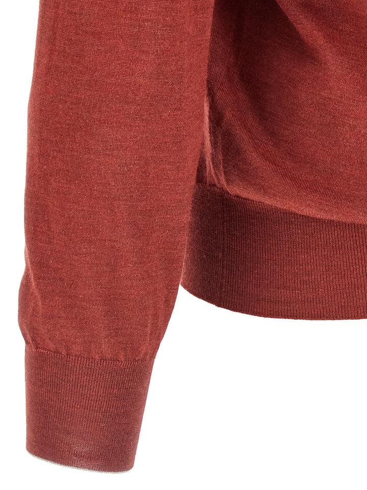 Brunello Cucinelli Shaved Knit  Shirt Polo - Red | bb94a32afb1e300ba587a662a9a38859413b117c