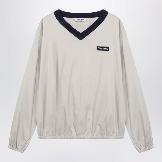 Tech Pongee V-Neck Sweatshirt In Opal