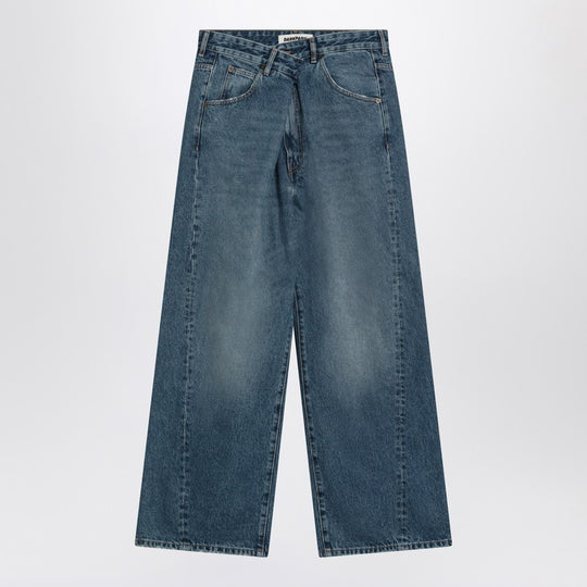 Blue Asymmetrical Wide Leg Jeans Ined