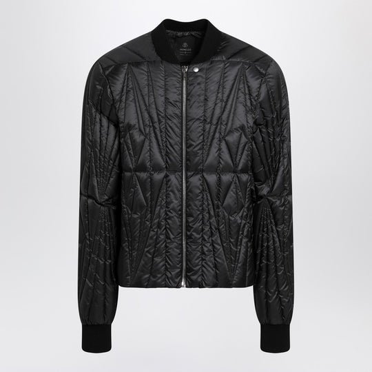 Black Leather Zip-Up Bomber Jacket