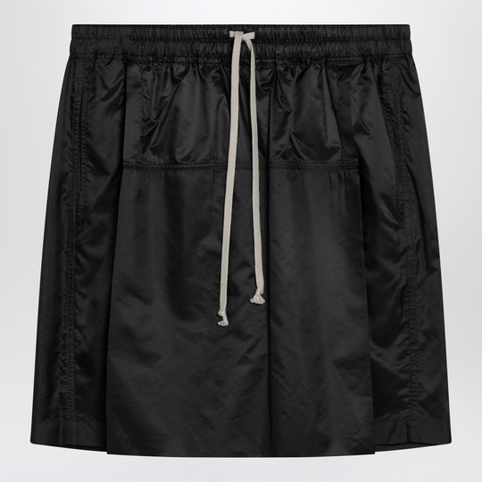 Black Drawstring Kilt Shorts