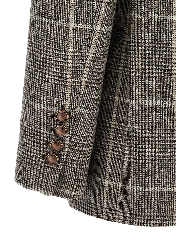Brunello Cucinelli Prince Of Wales Blazer BlazerS - Brown | 640c2a587be80160b792f8ec21a7425a6f3ef354
