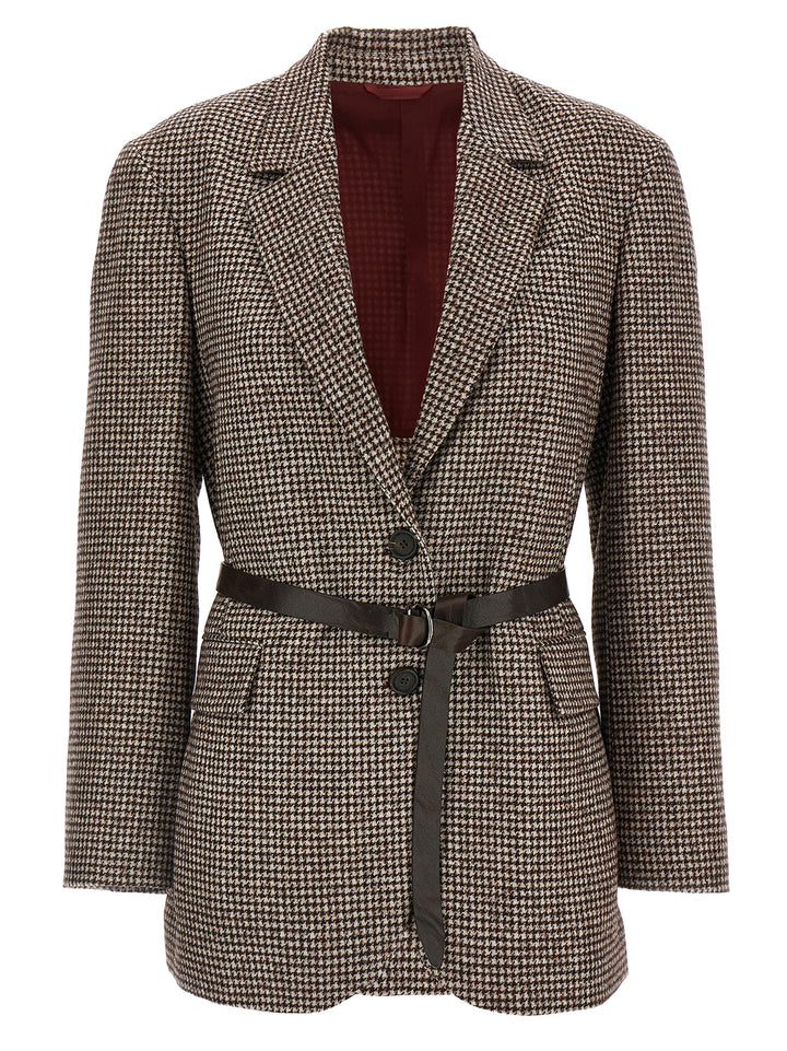 Brunello Cucinelli Houndstooth Blazer BlazerS - Brown | 88b70ba8334759e8ef08fa083c4ae699cba04802