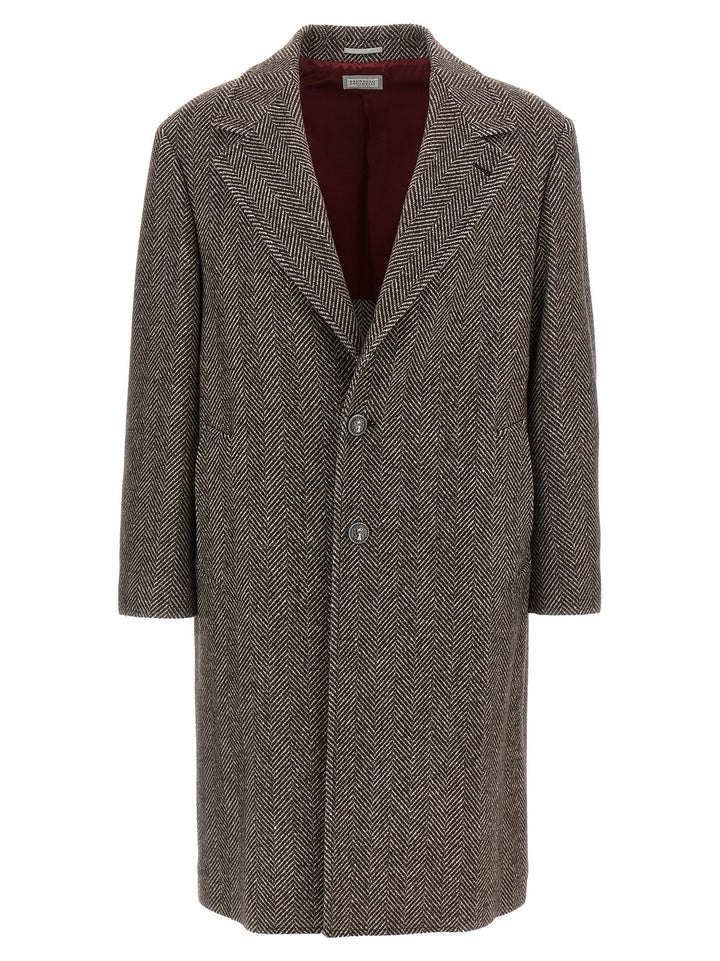 Brunello Cucinelli Single-Breasted Cashmere Coat Coats and Trench Coats - Brown | f1731a46861338f93a739173b5b6828541406ae7