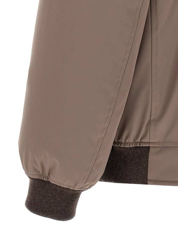 Brunello Cucinelli Sherling Neck Bomber Jacket Puffer Jackets - Gray | 0684c7d5ffa87acf94f5eea9372fc2b8bedbb21b