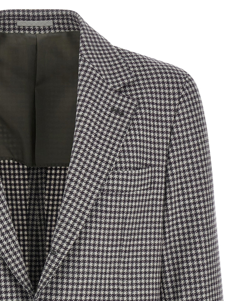 Brunello Cucinelli Houndstooth Blazer - Gray | 58ea0dee18caf09a5e8b8e52a06e9df4ac09718d