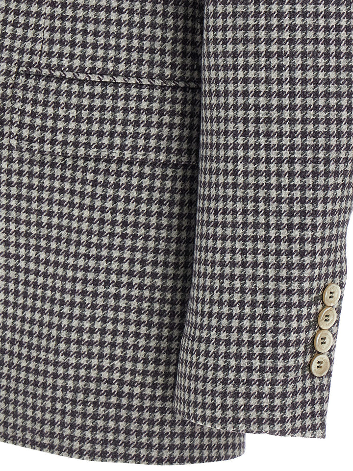 Brunello Cucinelli Houndstooth Blazer - Gray | 5c222f534d01095a51f3a98c333e99b474e36bf2