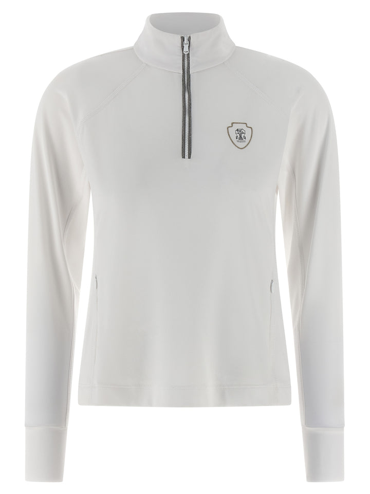 Brunello Cucinelli Precious Half Zip Sweaters and Cardigans - White | 49460045a77754d81adbb91bb5db130e82fa2a76