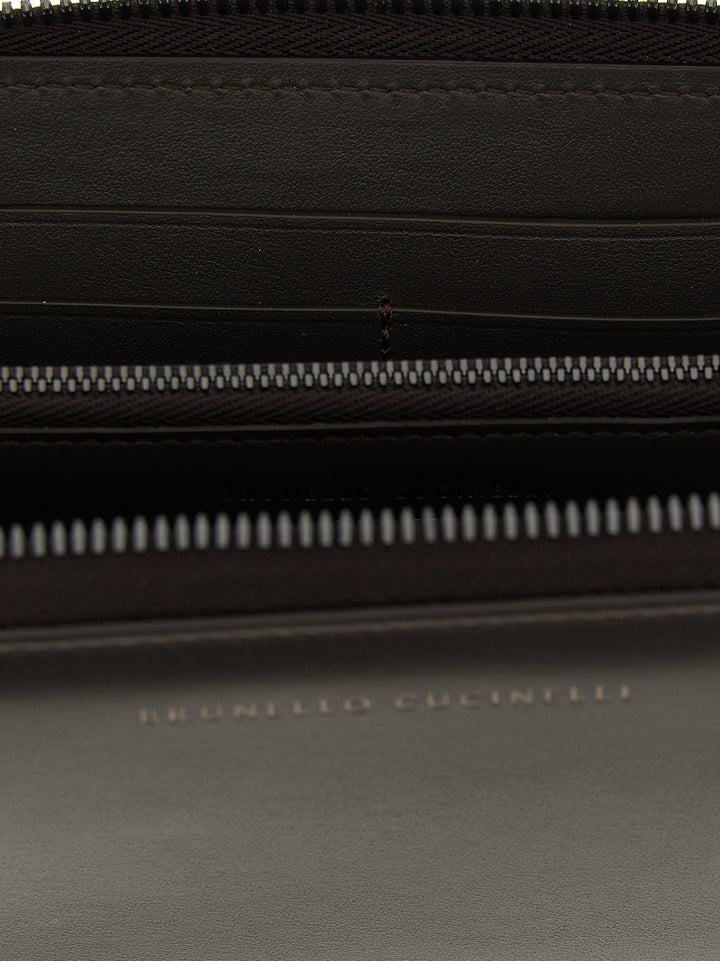 Brunello Cucinelli Shiny Zipper Pull Wallets and Card Holders - Brown | da1da371f40c0abcb4c221b18b6eca3b7fd4107c
