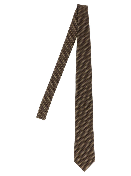 Texture Silk Tie Ties And Papillon Brown