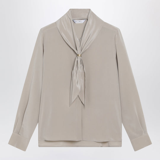 Rock Beige Silk Blouse With Scarf