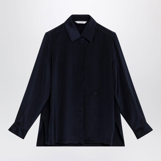 Navy Blue Silk Shirt