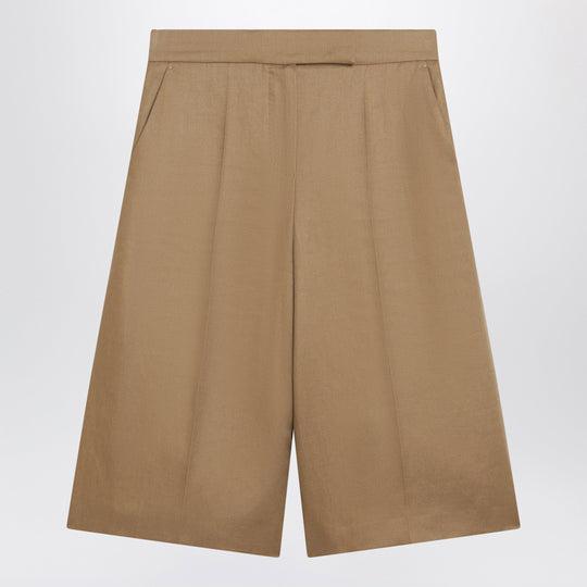 Sand-Colored Linen Bermuda Shorts