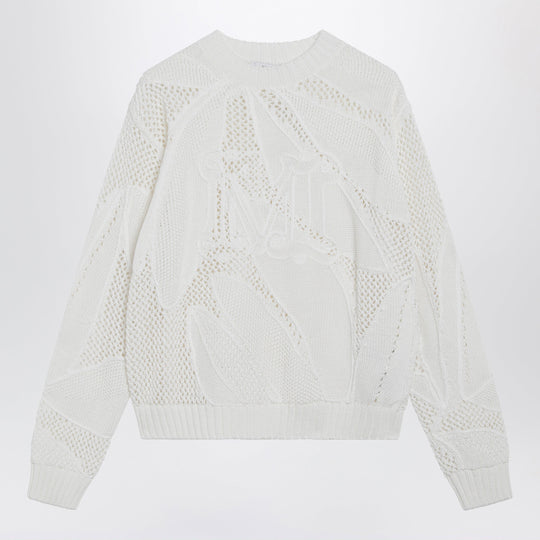 Embroidered Cotton Crewneck Sweater In White