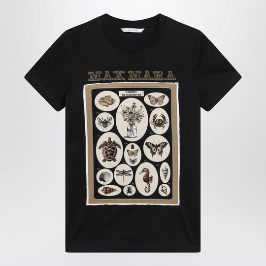 Black Cotton Jersey T-Shirt With Front Print