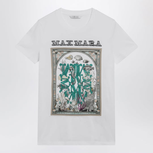 Optical White Cotton Jersey T-Shirt With Front Print