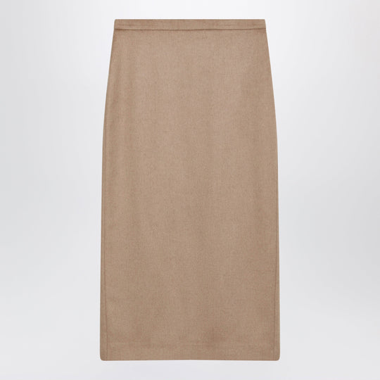 Camel Brushed Pencil Skirt