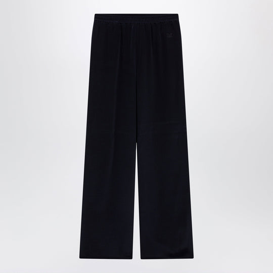 Navy Blue Silk Relaxed Trousers