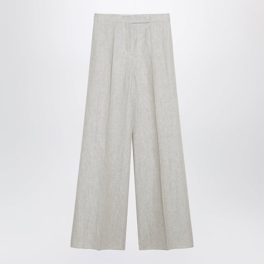 Wide-Leg Trousers In Brown/Grey Linen Drill