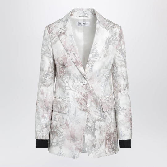 Slim Blazer In Printed Organza And Cotton Gabardine