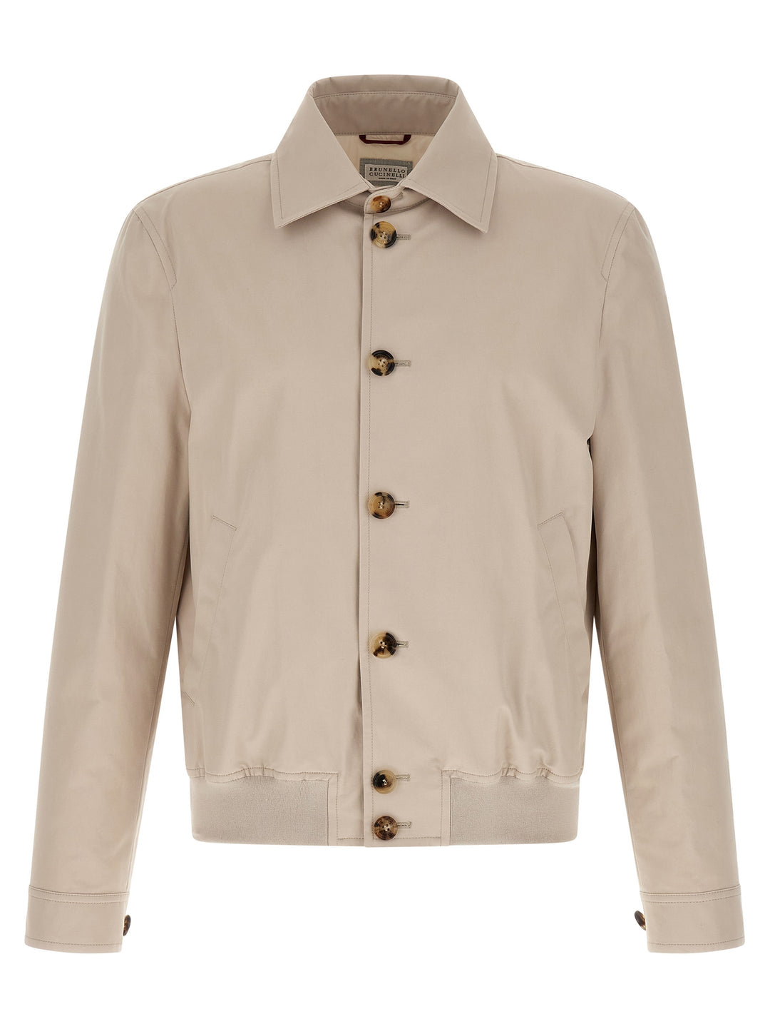 Brunello Cucinelli Cotton Jacket Puffer Jackets - Beige | 7ed2d84507686fd001cd90dcf20a6c838d9ca54e