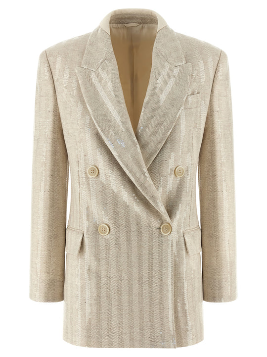Sequin Blazer Blazers Beige
