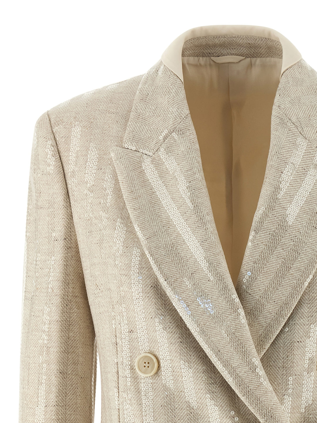 Brunello Cucinelli Sequin Blazer BlazerS - Beige | bf5206cd837c1b362b25ecd398c3b60b8e25c138