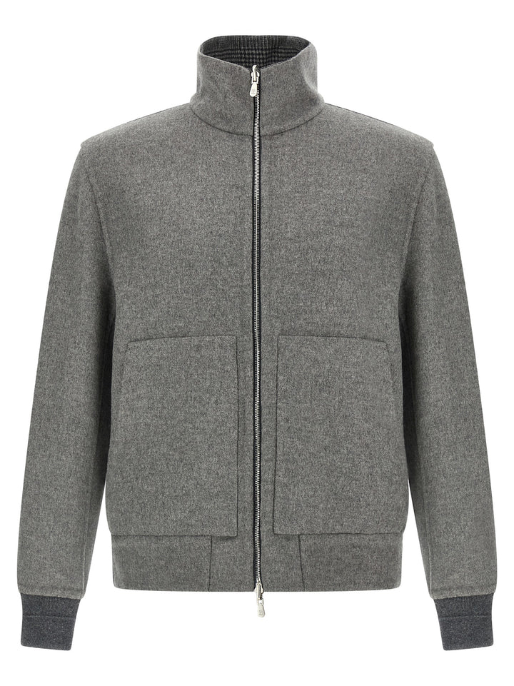 Brunello Cucinelli Cashmere Reversible Bomber Jacket Puffer Jackets - Gray | 76ec3e779f847ff78304f7bc099e39214b076832