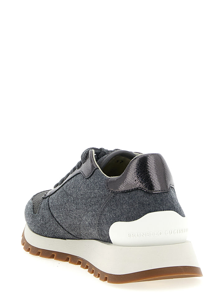 Brunello Cucinelli Runners Precious Toe Sneakers - Gray | 5e32aa4804f4289d4a12a4203db1bdee9188459f