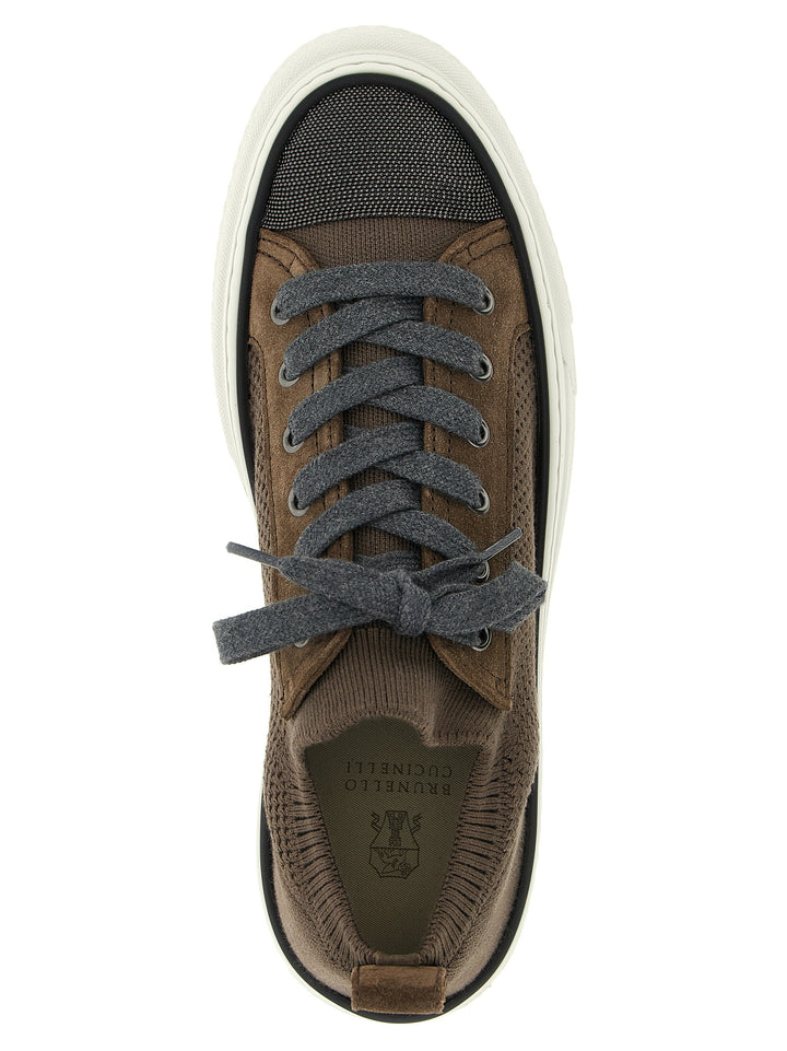 Brunello Cucinelli Monile Knit Sneakers - Brown | b82a8de7673d12d34d1209f30859dba5c73be766