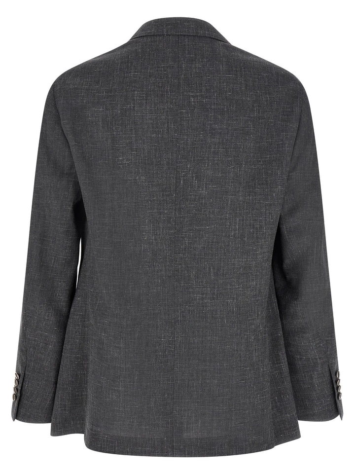 Brunello Cucinelli Flamed Canvas Blazer - Gray | 7bd7512ed4b1721d93dcf191ebac57cdbeeeddcb