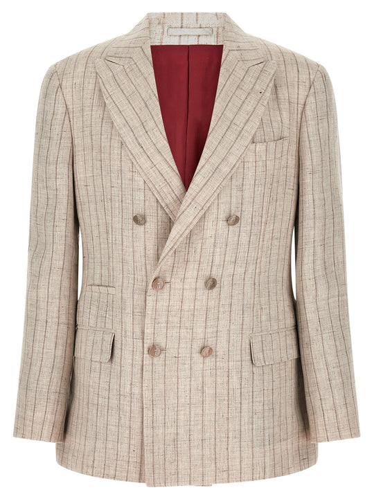 Pinstripe Twill Blazer Gray