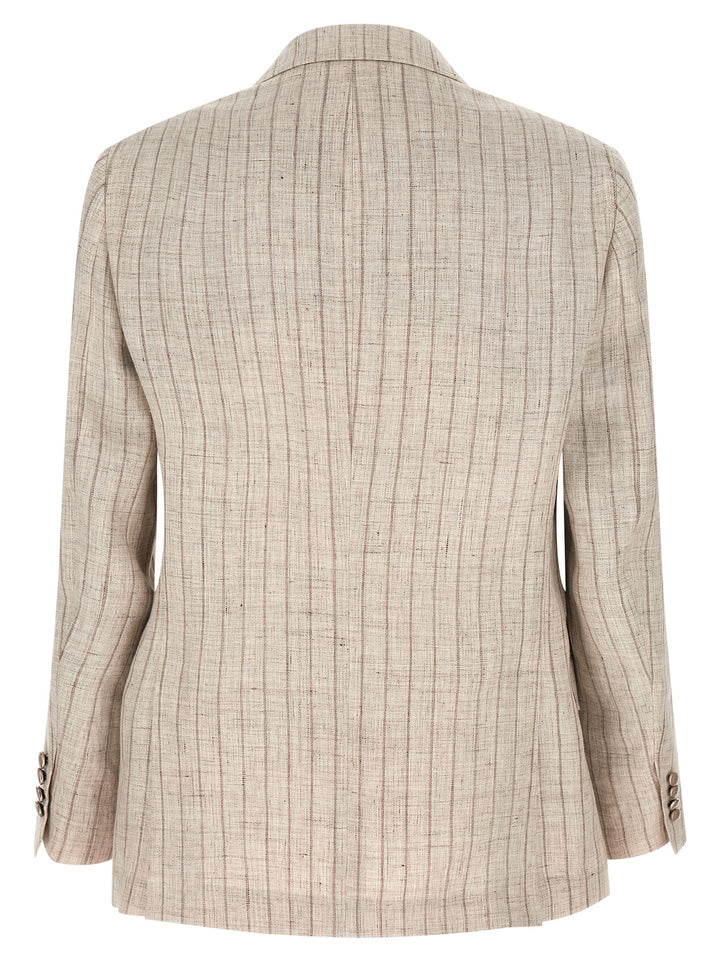 Brunello Cucinelli Pinstripe Twill Blazer - Gray | 8eb85460d7c73cc635d83c649c605befcacf6eeb