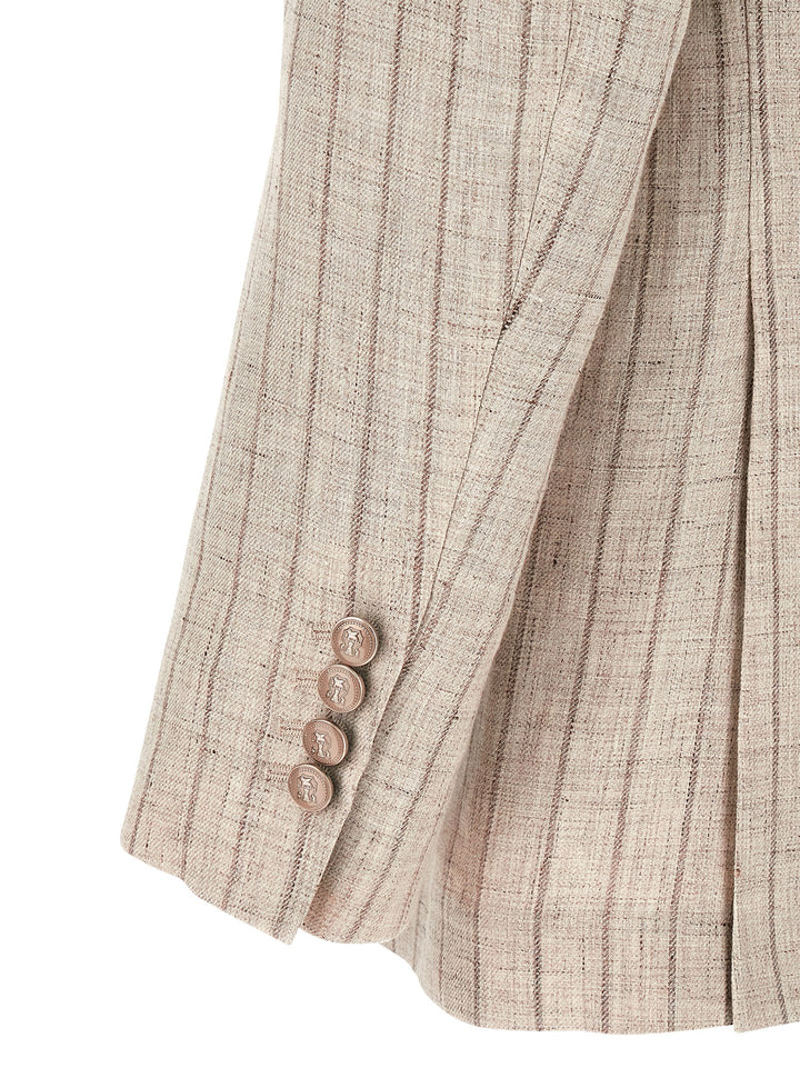 Brunello Cucinelli Pinstripe Twill Blazer - Gray | 686e1392ea3493649b2a738a8589fc80c6631a0b