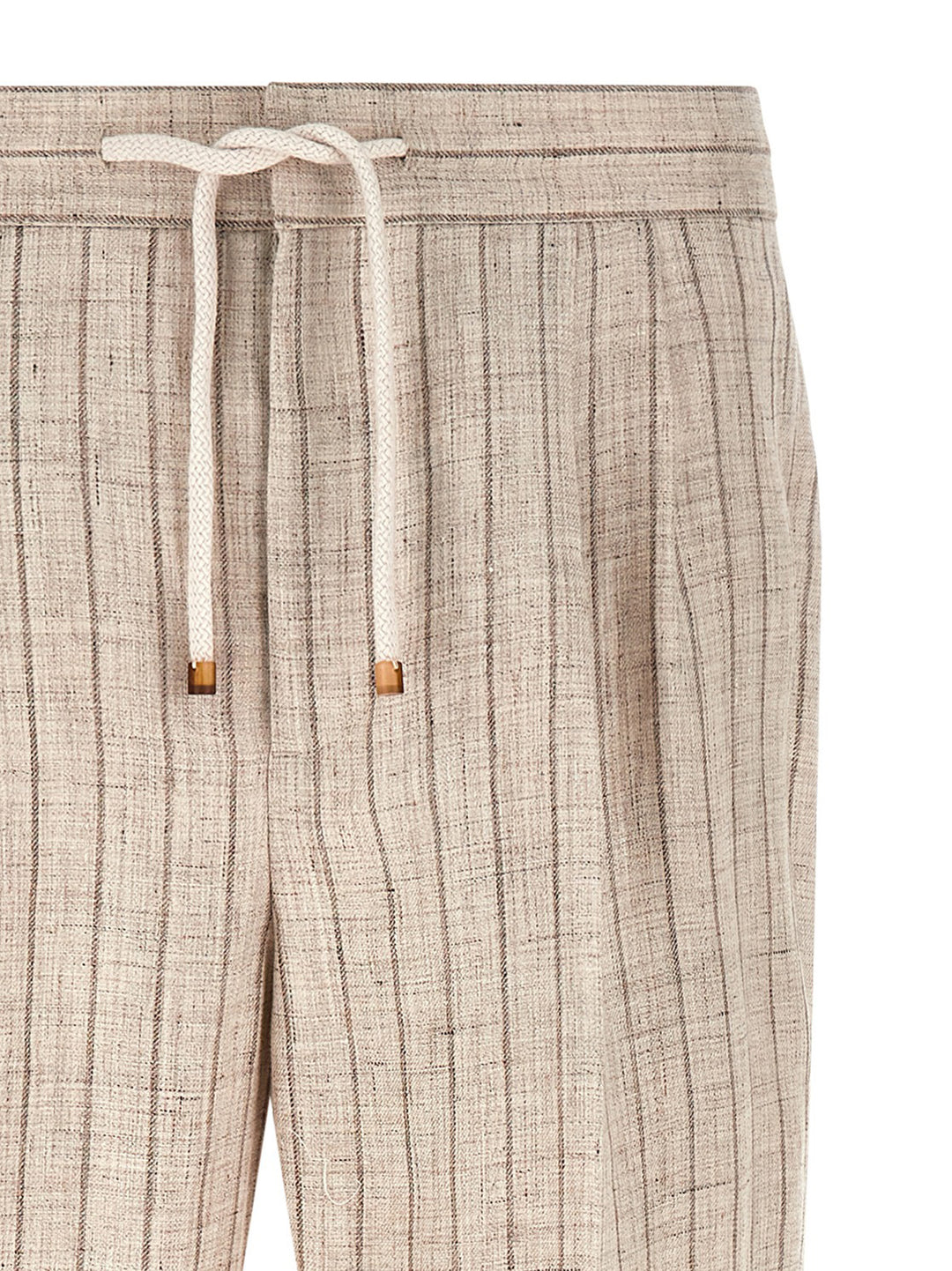 Brunello Cucinelli Striped Linen Trousers Pants - Beige | d1ec96ccaaaeecdae739d6e3b6477cdce4c7bfa7