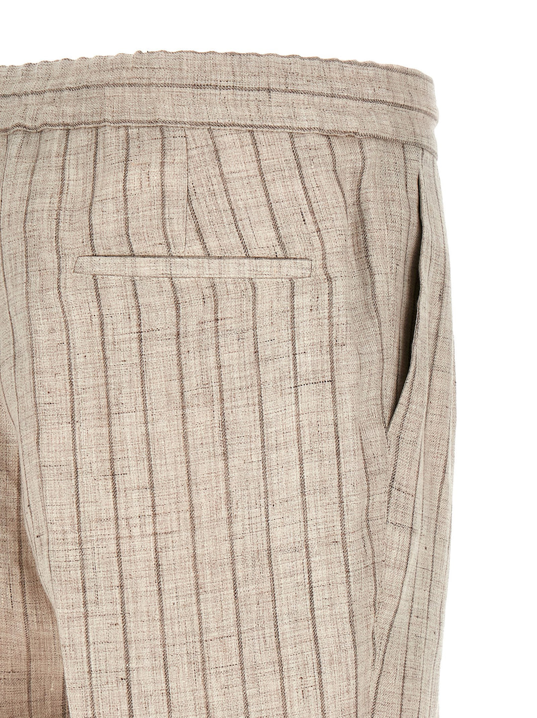 Brunello Cucinelli Striped Linen Trousers Pants - Beige | ed68b760cfc672a45cbc72c88a87c045f6afc1ec