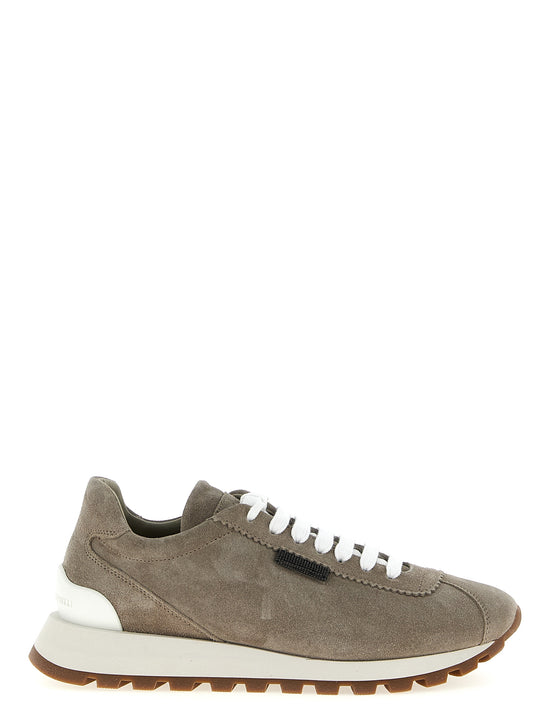 Shiny Tab Sneakers Gray