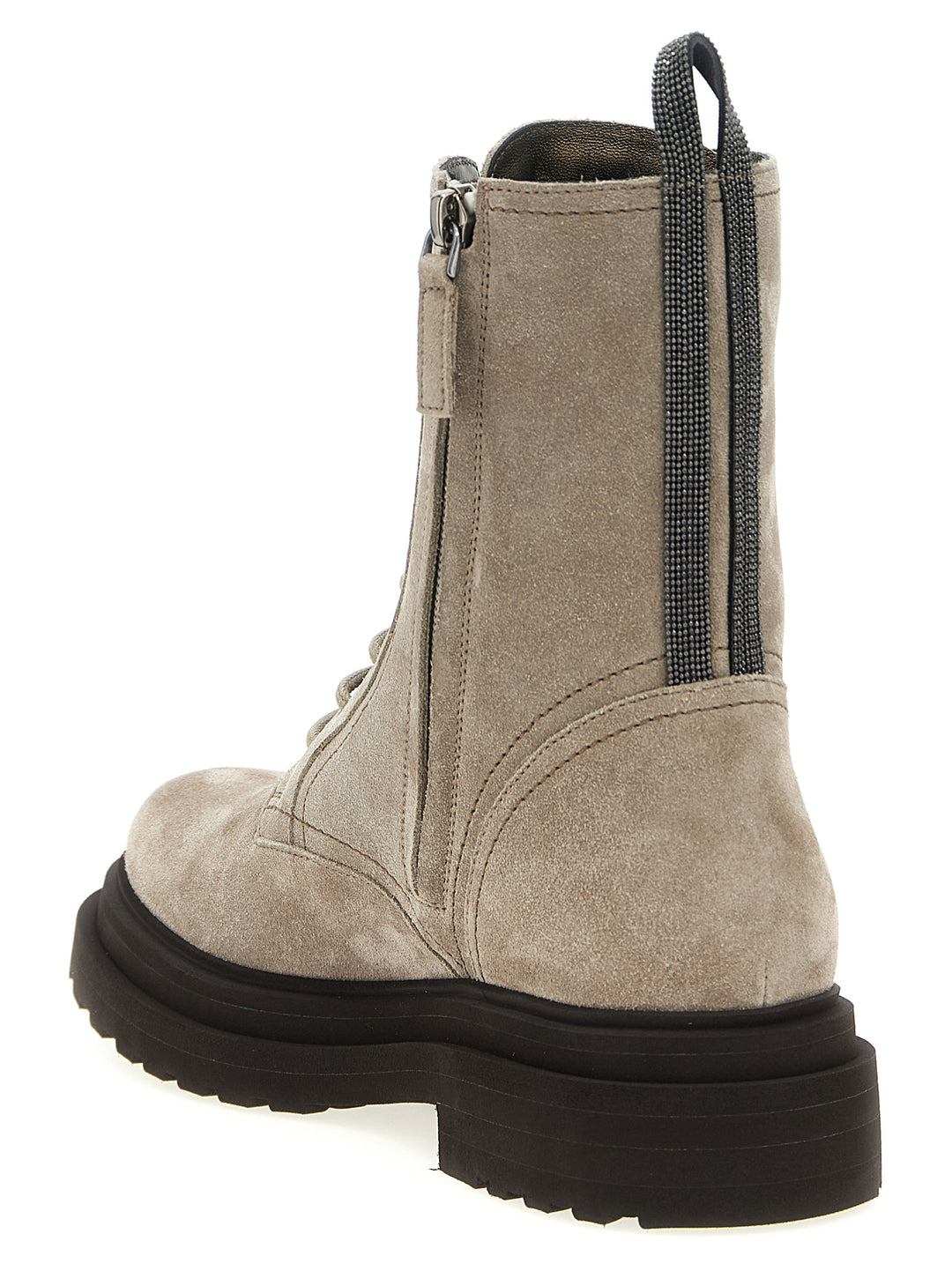 Brunello Cucinelli Suede Combat Boots Monile Boots and Ankle Boots - Gray | a4cbf9a46f264b01f889d326f10cdcb99c50eb32