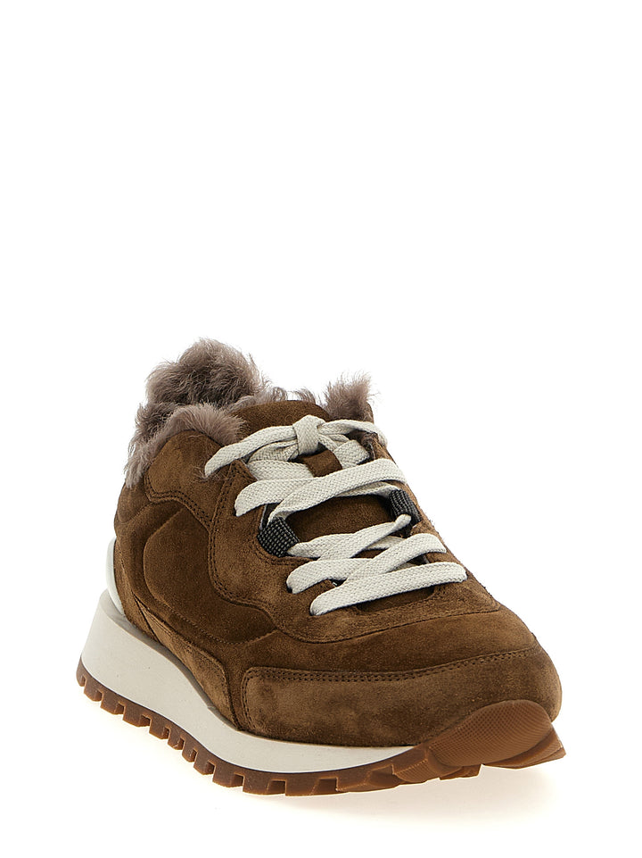 Brunello Cucinelli Monile Suede Sneakers - Brown | e1d5db4052884f521accf9db39d751ccace66d2c